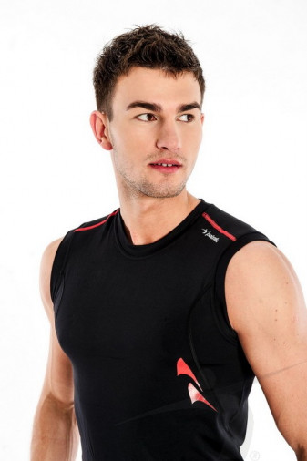 Тренировочная футболка без рукавов мужская черная