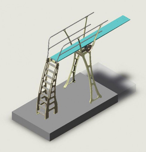 Трамплин DURAFLEX высотой 3 м с поручнями с двух сторон